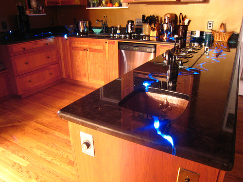 More pictures of the finished Gem River Countertop in our kitchen