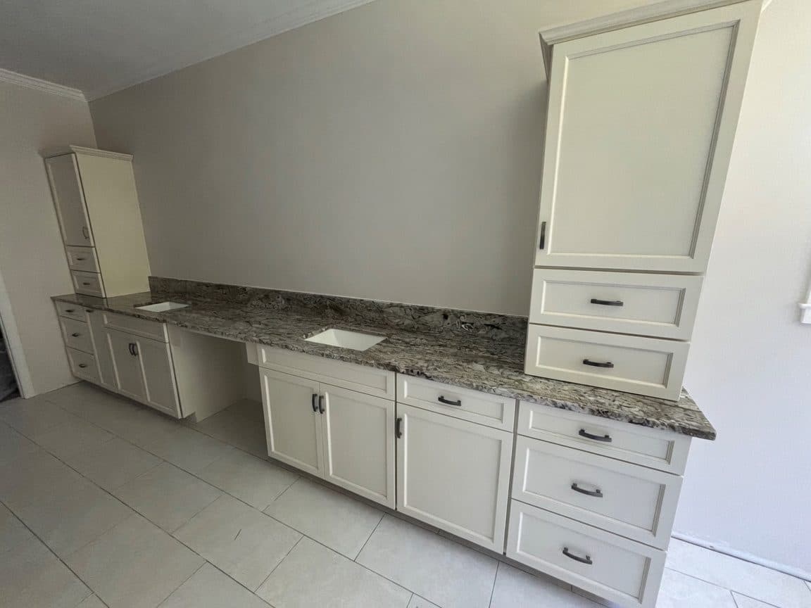 Granite double-sink bathroom vanity