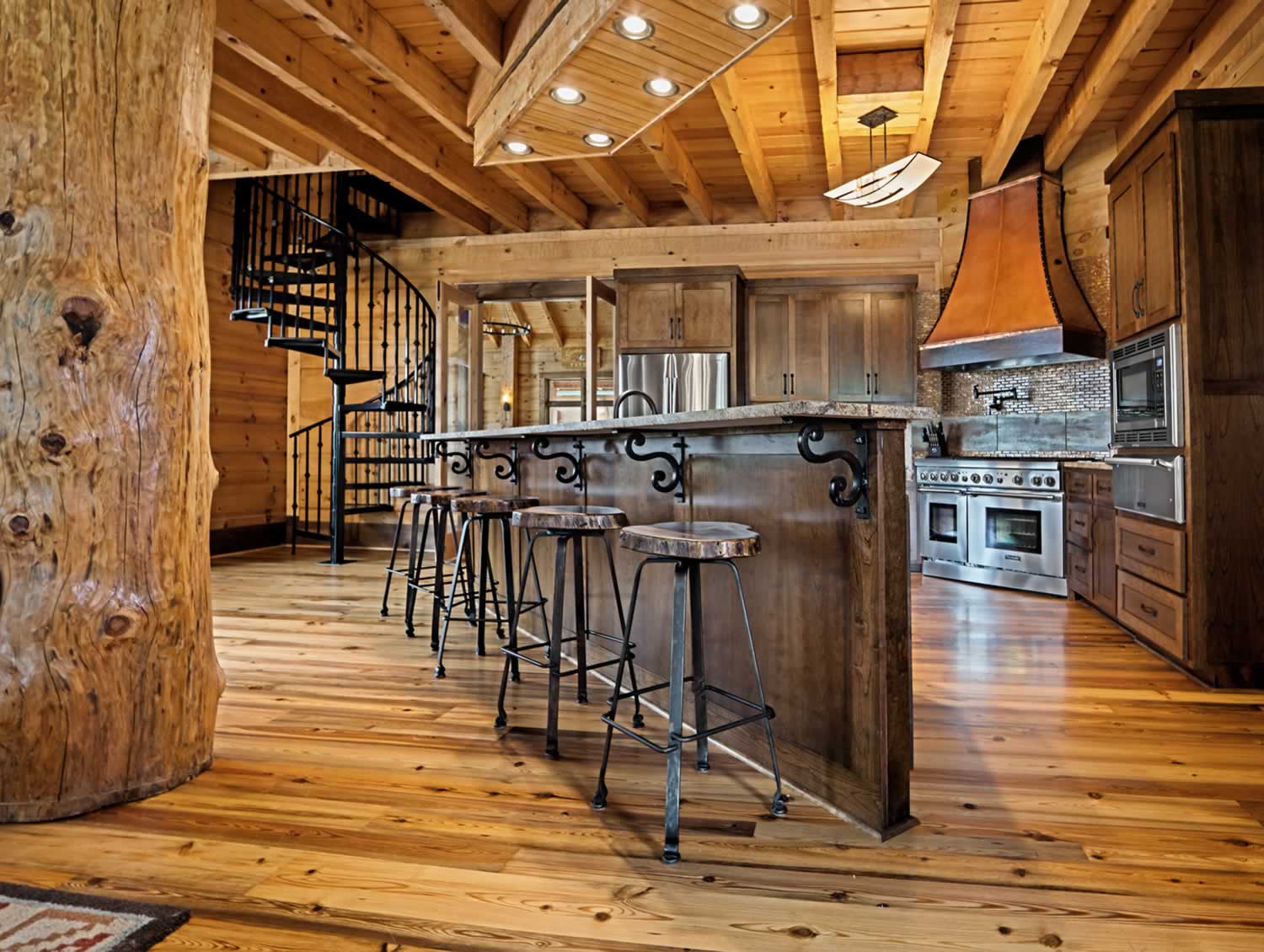 Log cabin estate in North, SC with granite throughout